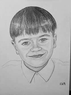 Portrait drawing of a boy