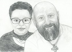 Pencil drawing of a couple